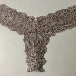 Victoria’s Secret Angels Thong Tanga Soft Grey Lace Panties